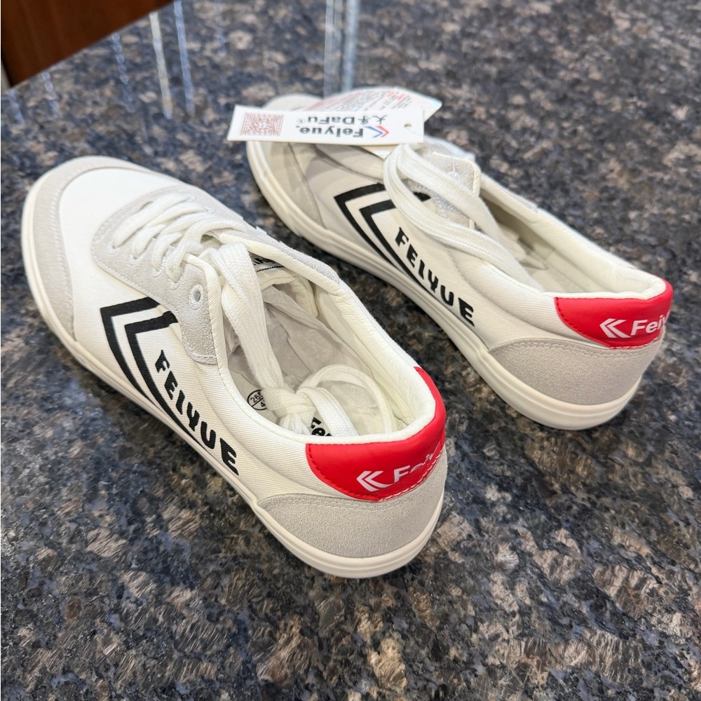 Feiyue White and Black High-Top Sneakers